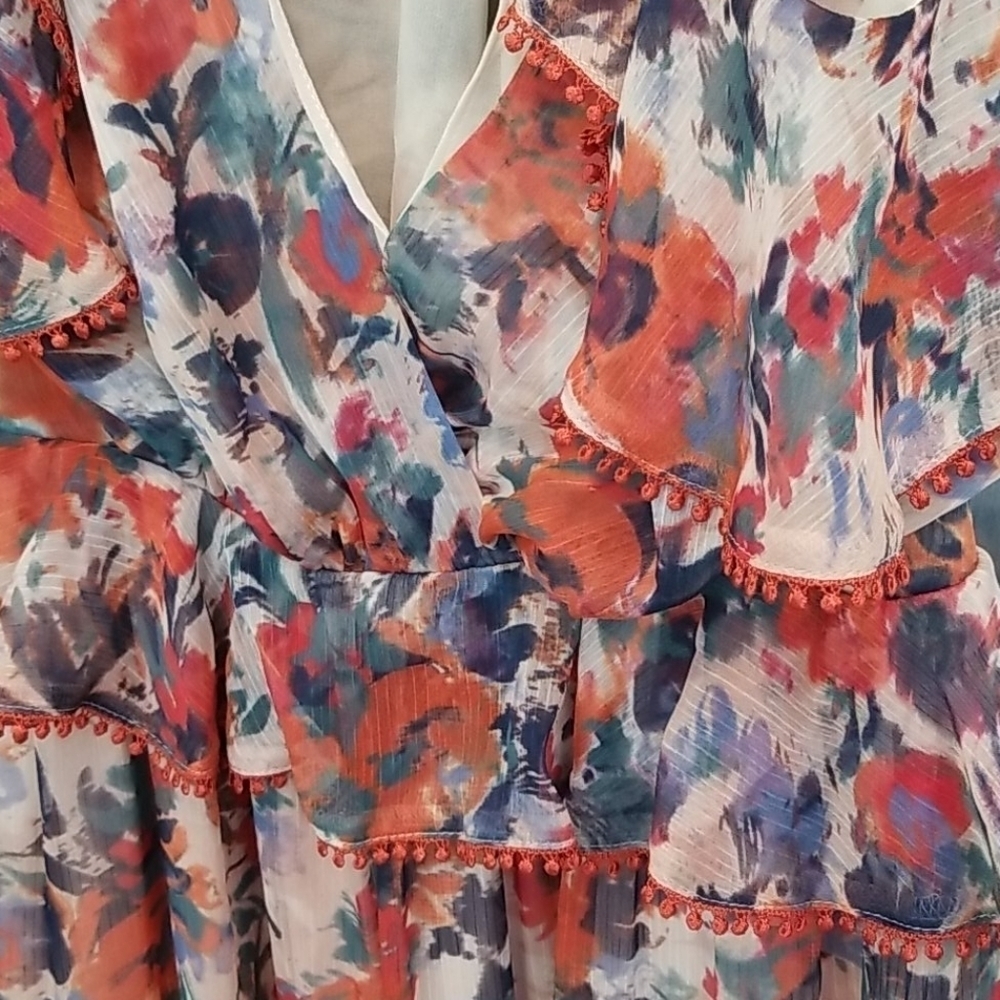 💕ADELYN RAE💕 Boho Pattern Ruffle Maxi Dress - Picture 3 of 12